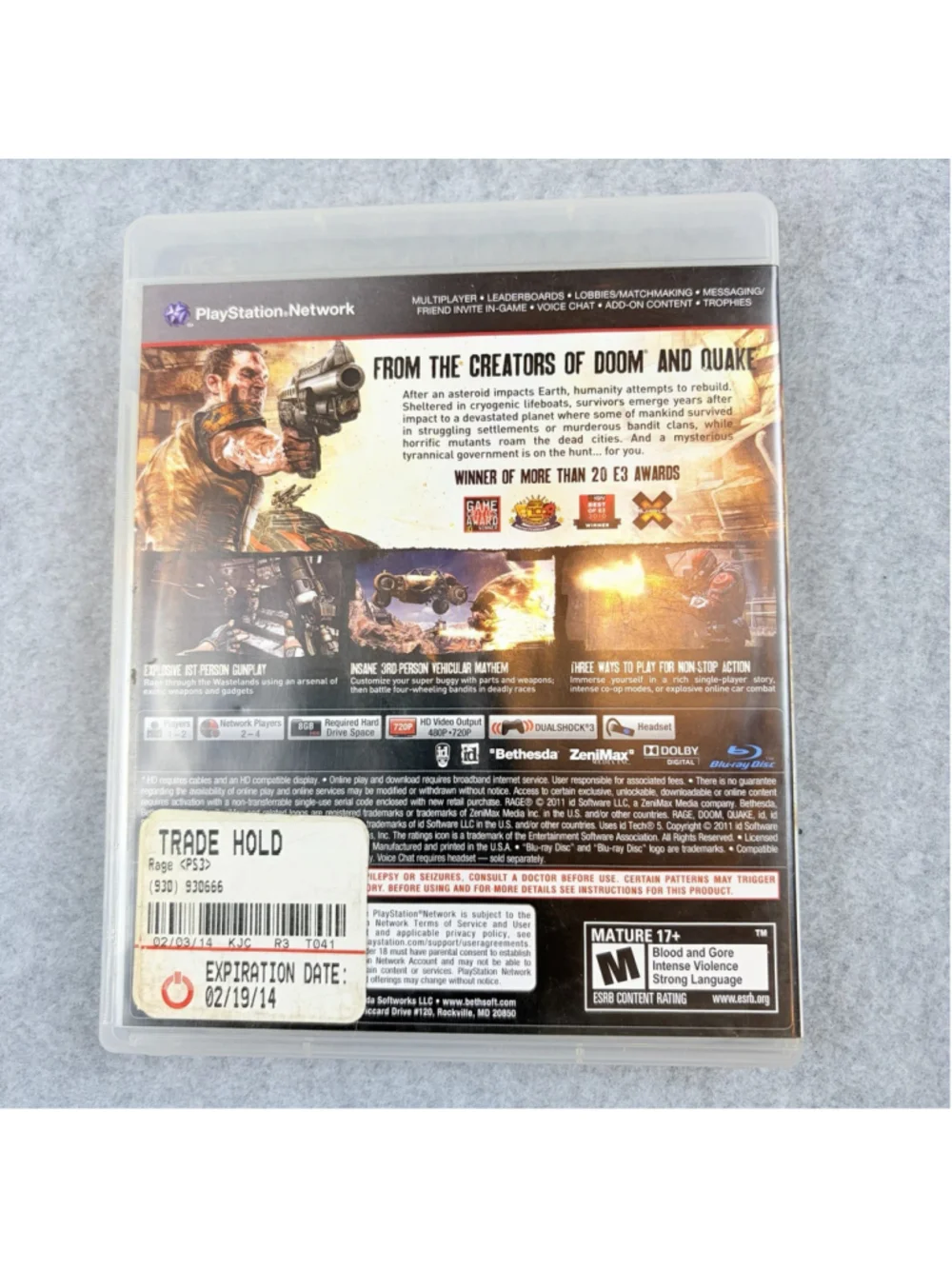 Rage PS3 (Sony, PlayStation, 2011) CIB w/Manual Tested & Working